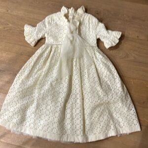 Tia Cibani kids ivory white dress girls 3/4Y bow lace detail special occasion